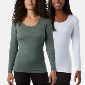 2Pack - 32 Degrees Heat Women's Long Sleeve Tops - Olive and White